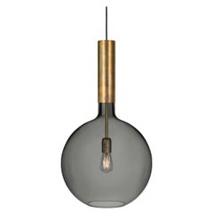 Sabina Grubbeson Rosdala Large Brass Smoked Glass Ceiling Lamp by Konsthantverk