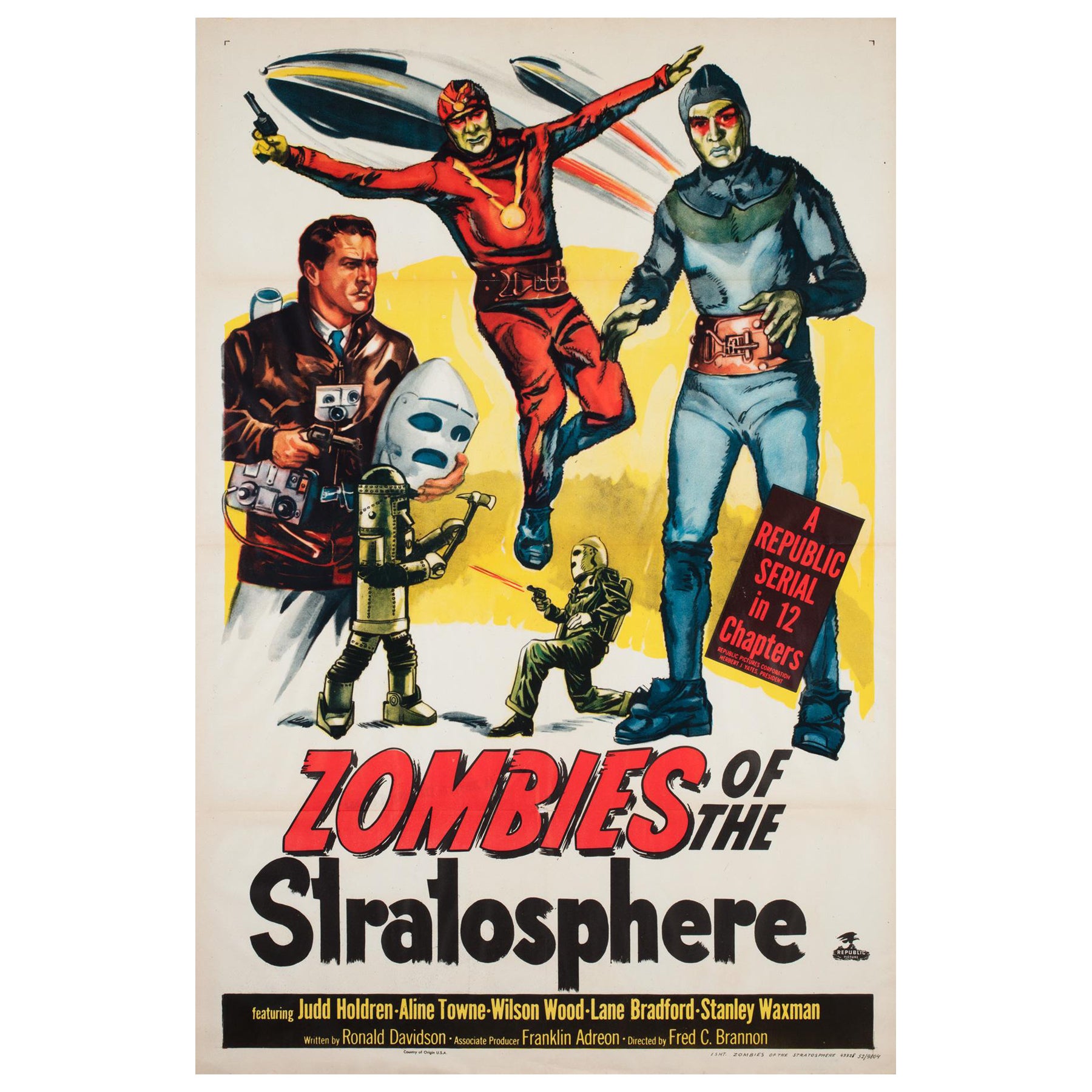 ""Les zombies de la stratosphère"" Affiche de film américain, 1952 en vente