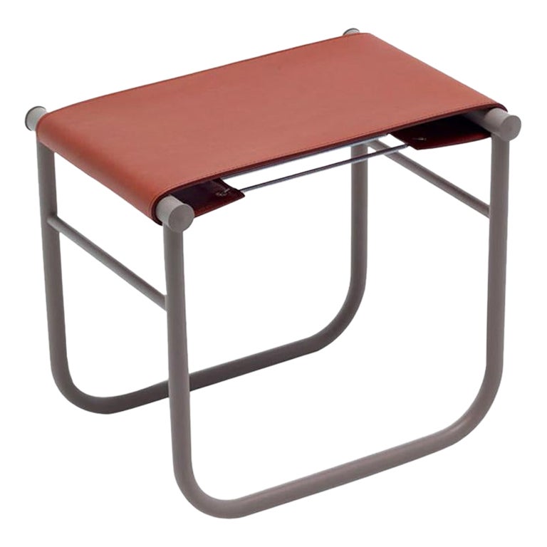 Charlotte Perriand LC9 Stool, Leather and Steel by Cassina For Sale