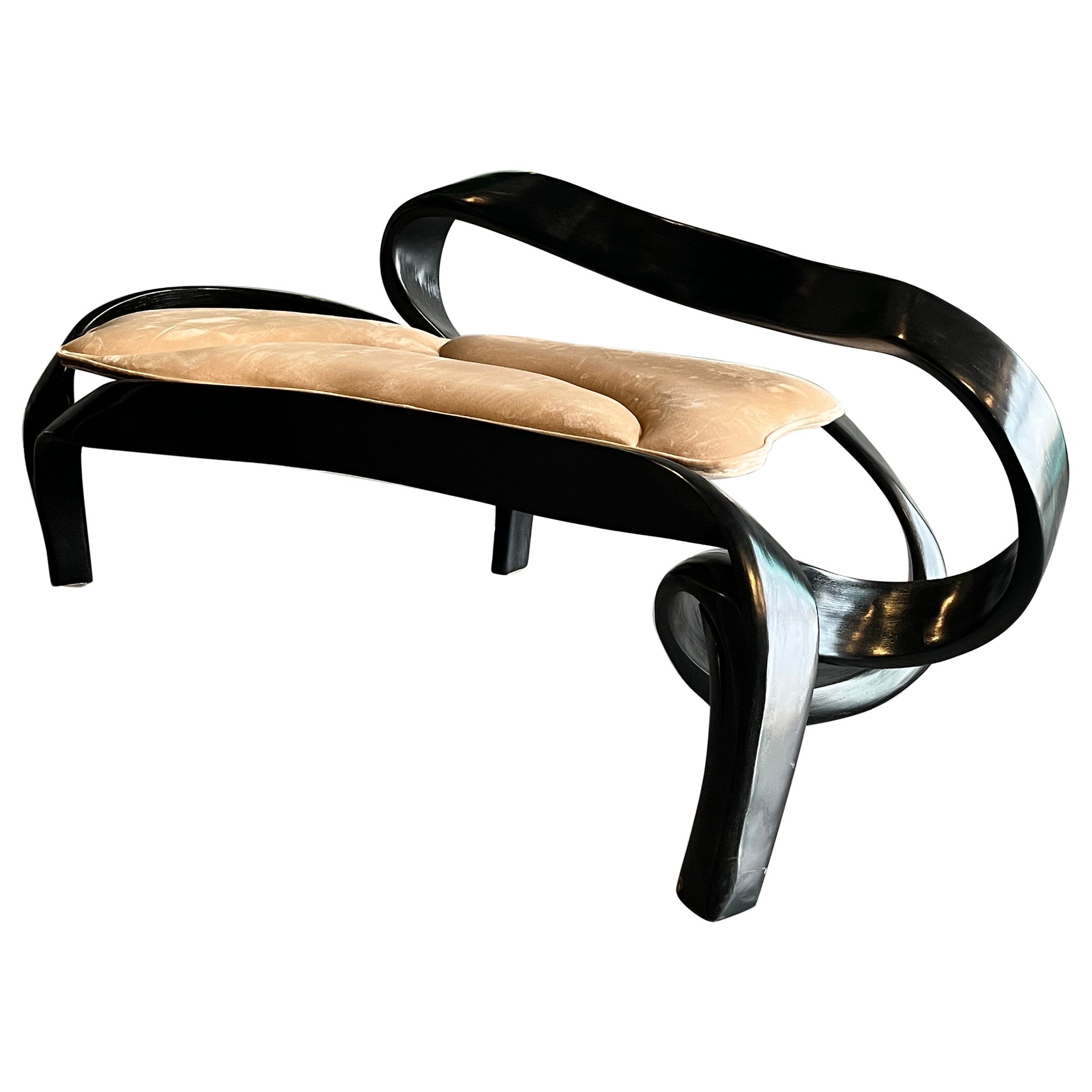 Two Seater No. 2 - Fluentum Series by Raka Studio in Ebonised Ash Wood For Sale