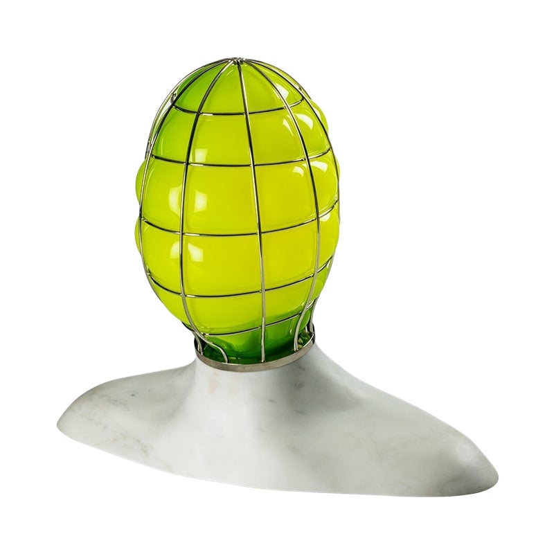 Lampe de bureau en sculpture en verre Muse du 21e sicle avec gazon vert de Fabio Novembre