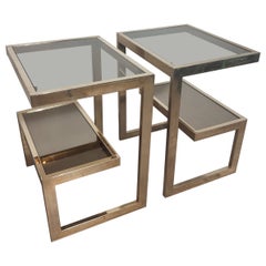 Paire de tables d'appoint en forme de G de Belgo Chrom