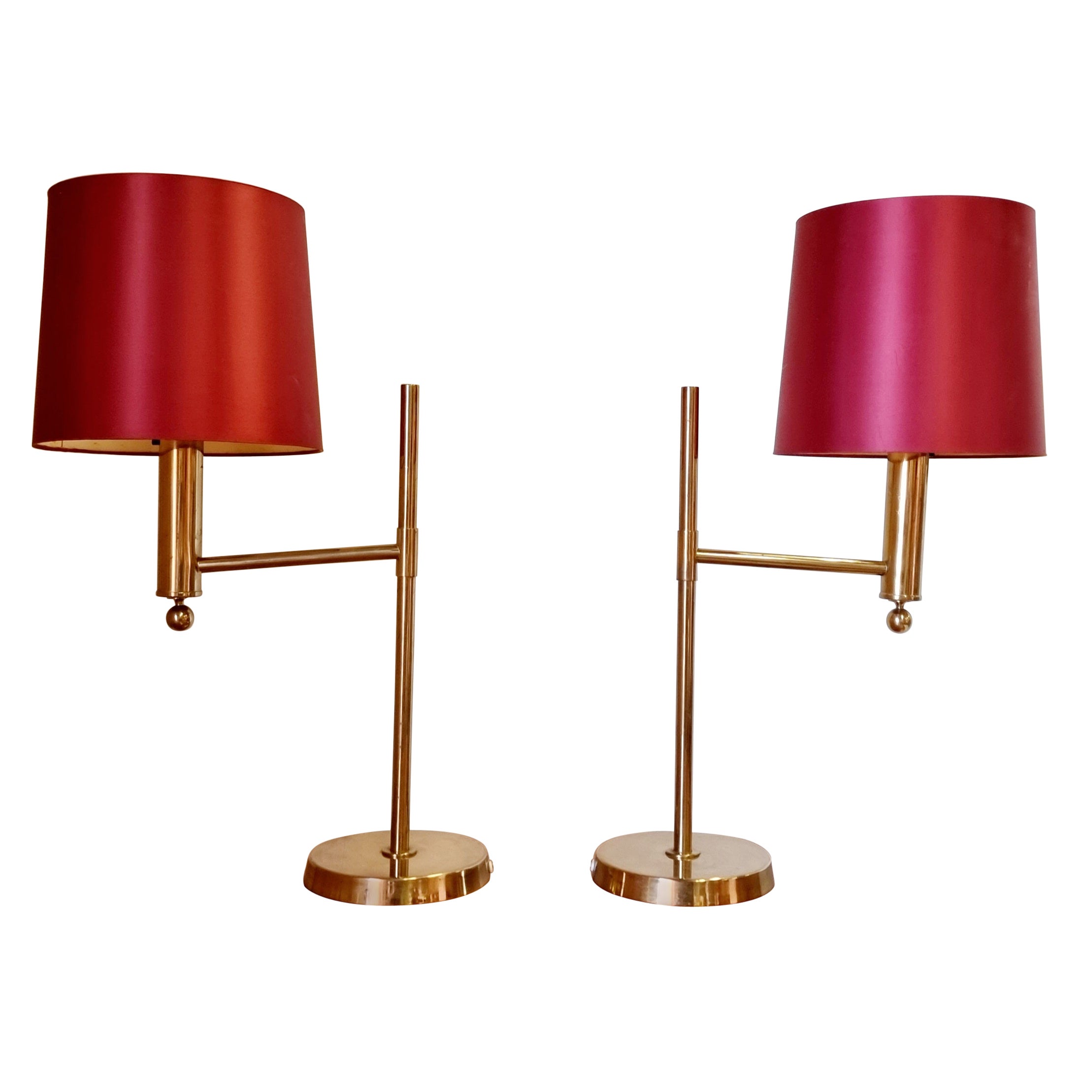 Bergboms, Pair of Brass Table Lamps "B-018", Scandinavian / Mid-Century Modern  For Sale