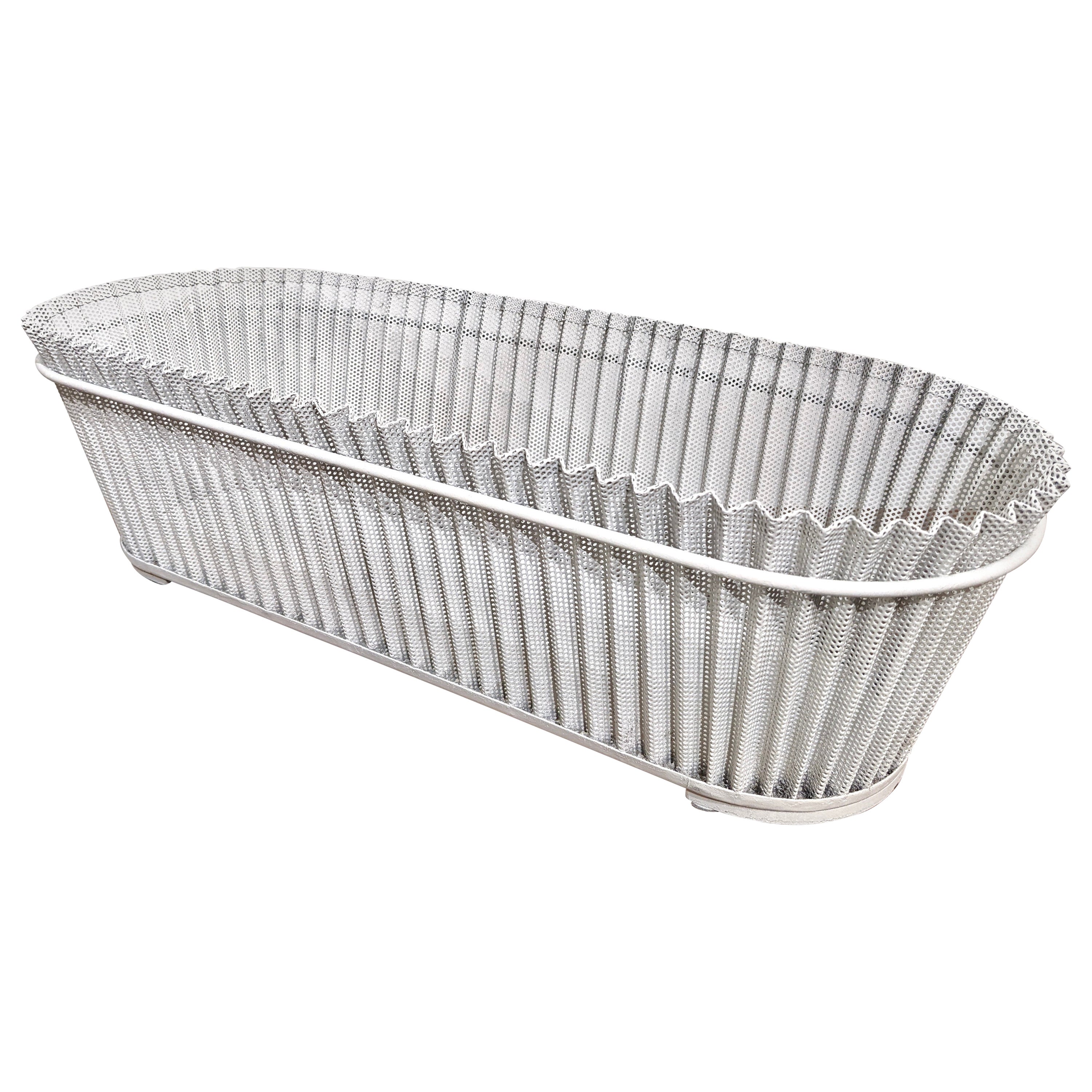 Planter in White Perforated Sheet Metal by Mathieu Matégot For Sale