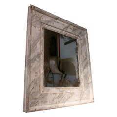1970s Spanish Hand Painted Marbled Wooden Mirror 
