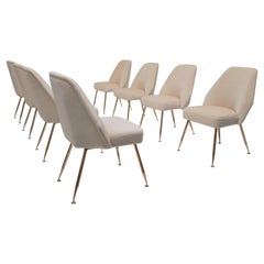 8 Brass Leg Chairs by Pagani, Partner of Gio Ponti & Lina Bo Bardi, 1952, Arflex