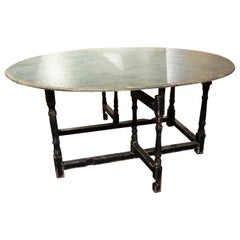 19th Century Spanish Winged Table with Hand Painted Marbled Top
