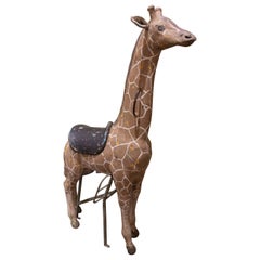 1970s Sculpture of a Living Giraffe in Polychromed Iron