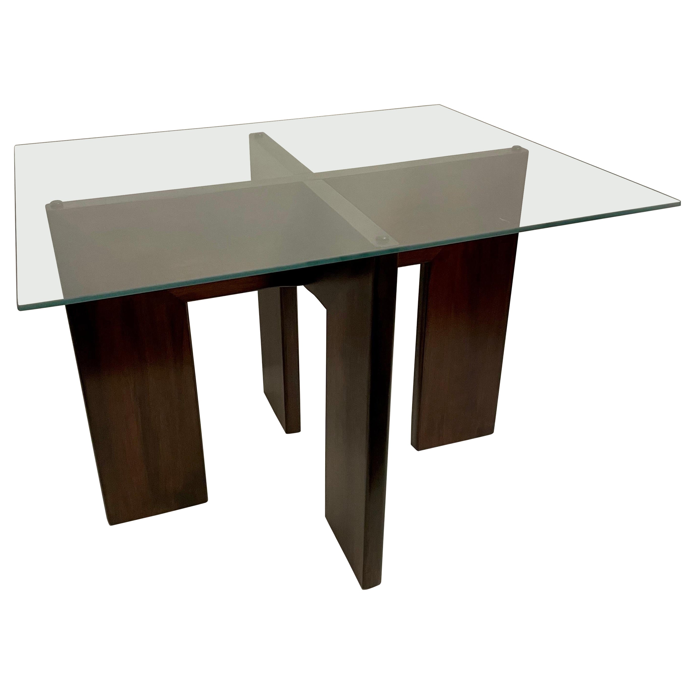 Adrian Pearsall Walnut and Glass Side Table For Sale
