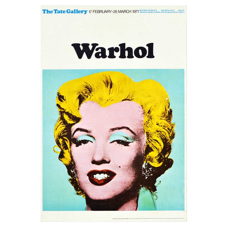 Original Vintage Pop Art Exhibition Poster Warhol Marilyn Monroe Tate