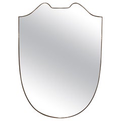 Very Large Brass Shield Shaped Mirror