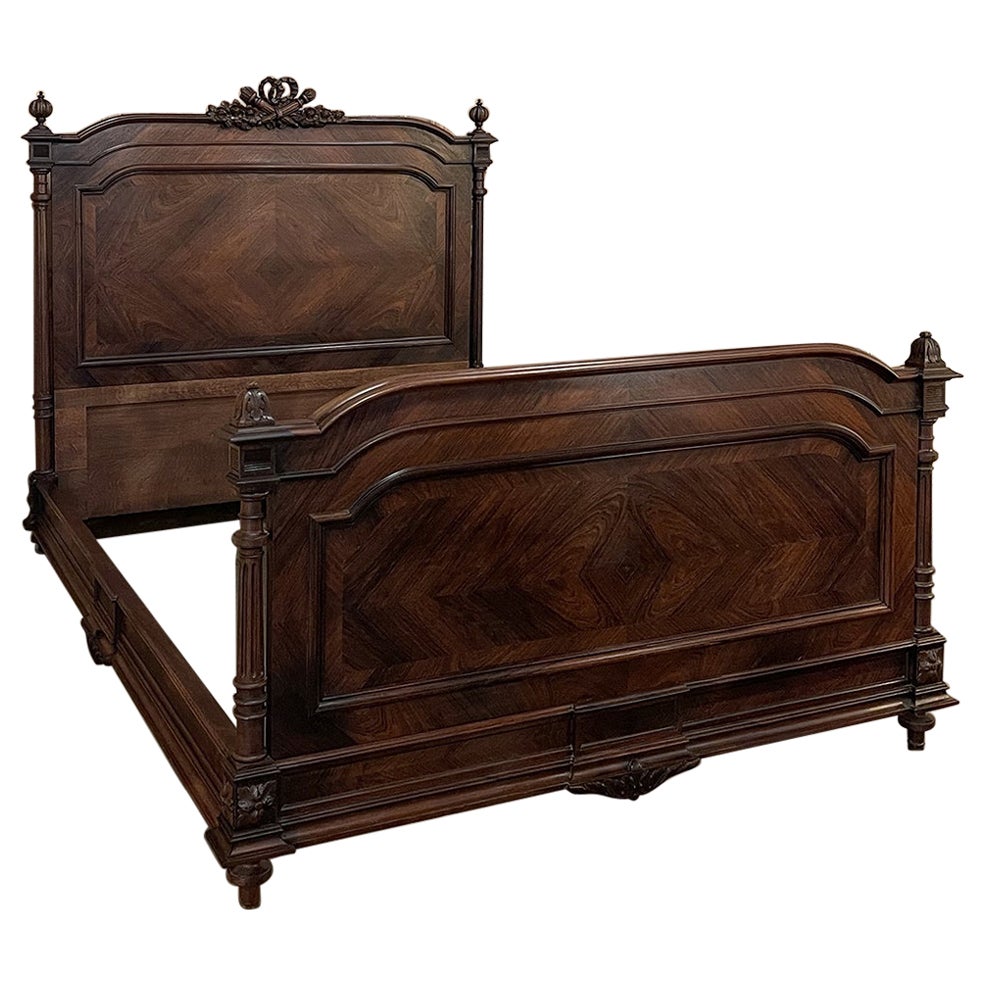 19th Century French Louis XVI Rosewood Queen Bed For Sale