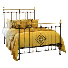 Brass and Iron Antique Bed in Black, Mk266
