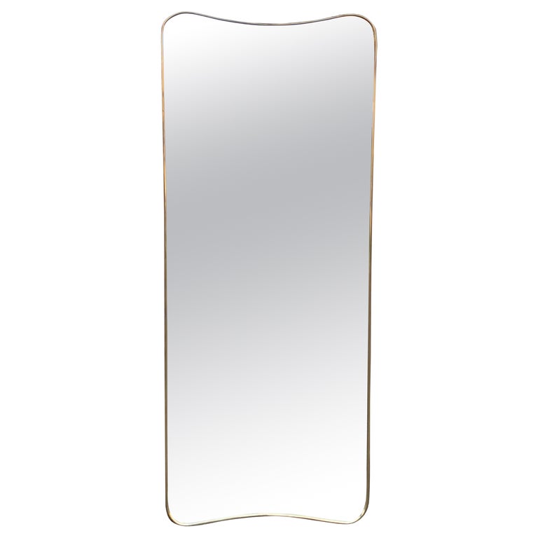 MidCentury Italian Brass Framed Mirror For Sale at 1stDibs