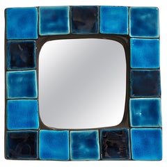 Enamelled Ceramic Wall Mirror by Mithé Espelt