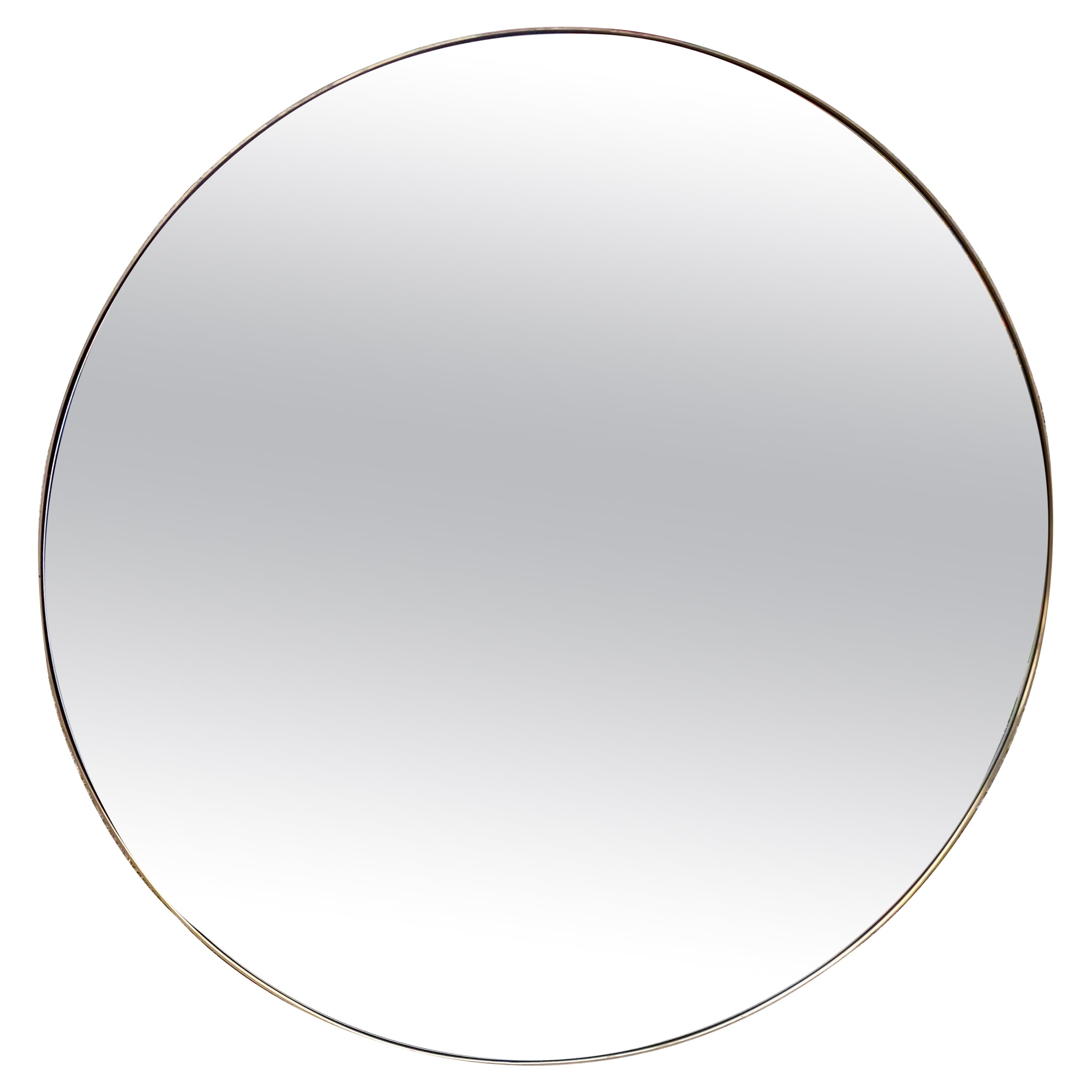 Larger Round Brass Framed Italian Mirror