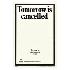 Original Retro Public Safety Poster Tomorrow Is Cancelled British Railways