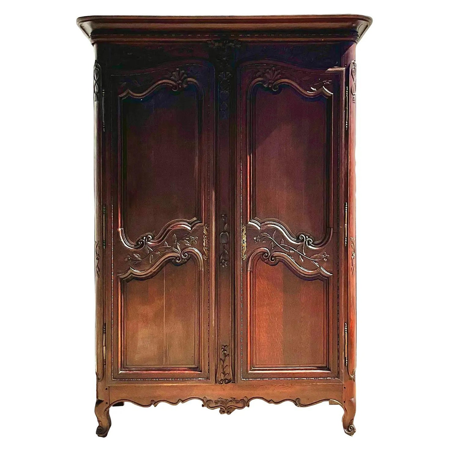 Vintage Monumental Boho Hand Carved French Armoire For Sale