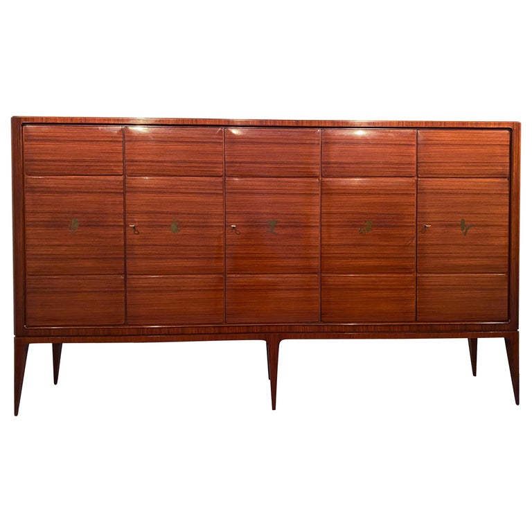 Italian Mid-Century Modern Tall Sideboard Cabinet Designed by Paolo Buffa, 1950 In Good Condition For Sale In Traversetolo, IT