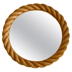 Audoux Minet French Round Wall Mounted Rope Mirror c1960