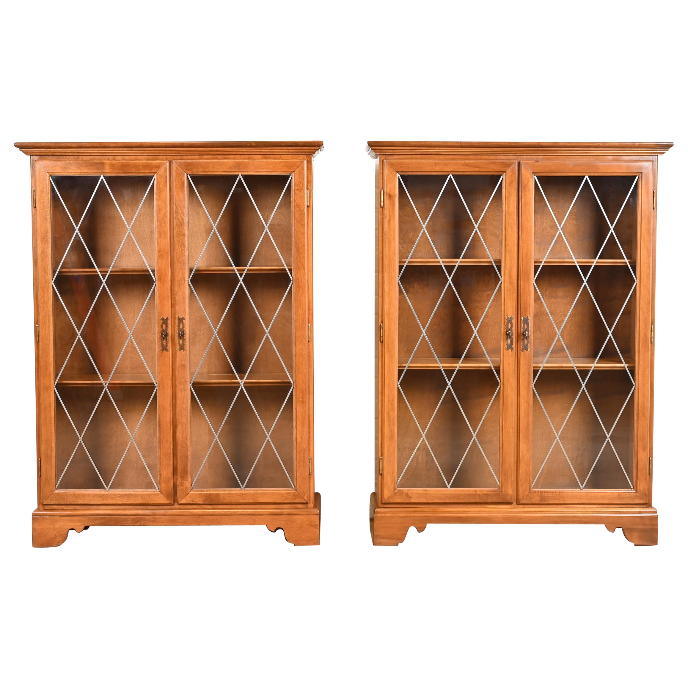 Ethan Allen American Colonial Birch Bookcases, Pair