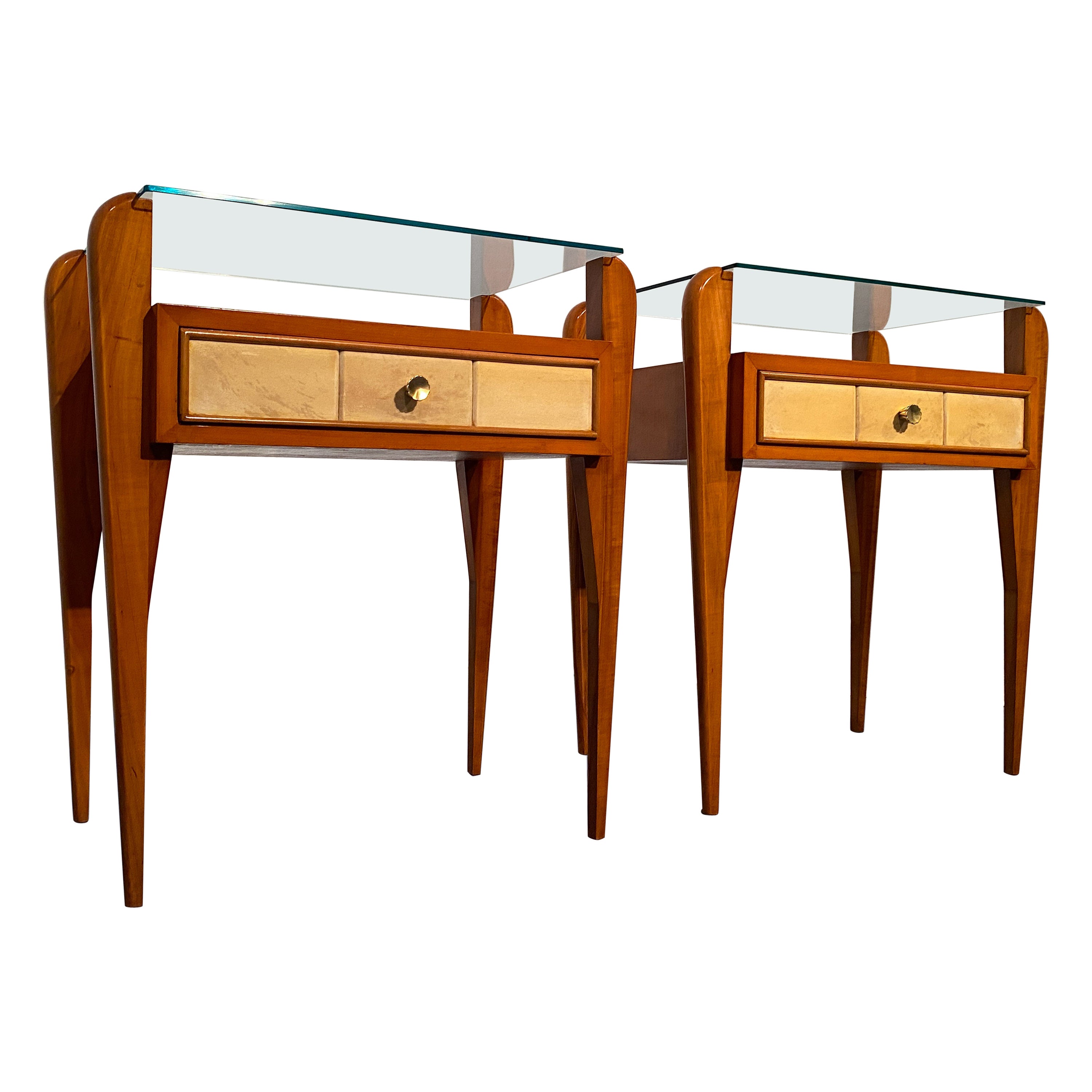Italian Mid-Century Parchment Bedside or Nightstands by Osvaldo Borsani, 1950 For Sale