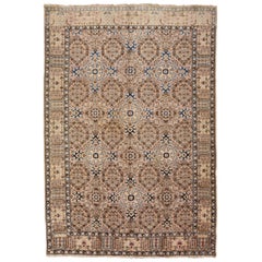 Allover Pattern Vintage Tabriz Handmade Peach Wool Rug