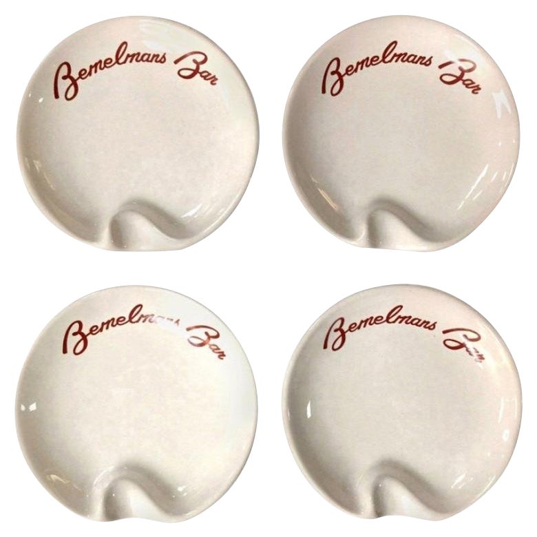 Glazed Ceramic Set of Four Bemelman's Bar Ashtrays New York C