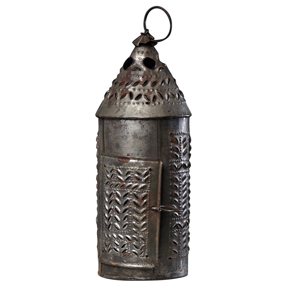 Antique Swedish Folk Art Hand-Crafted Iron Lantern