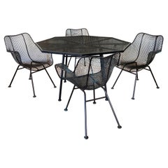 Woodard Sculptura Octagon Dining Table and Four Dining Chairs