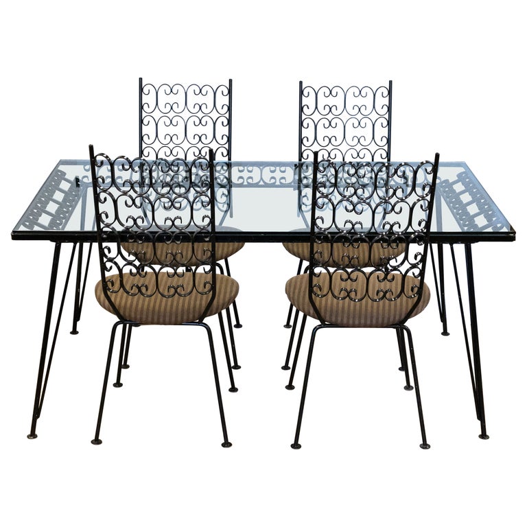 MidCentury Modern Umanoff Grenada Wrought Iron Patio Table and