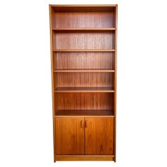 Tall Mid-Century Danish Teak Bookshelf with Cabinet 1970s