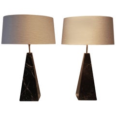 Black Obelisk Table Lamps, Italy, 1970s