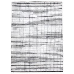 Geometric Modern Moroccan Style White & Black Handmade Wool Rug