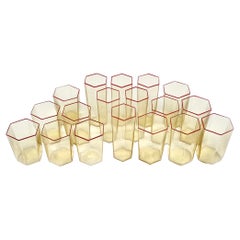 Set of 18 Hexagonal Glasses Attributed to Carlo Scarpa for Venini, Italy 1960s