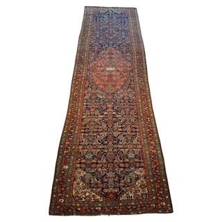 Rust Blue Runner Rug Long Handmade Traditional Oriental Wool Carpet For ...