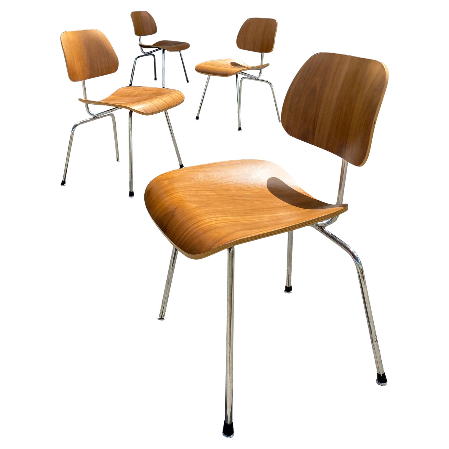 Vintage Eames for Herman Miller Molded Plywood DCM Chairs, Set of 4 For Sale
