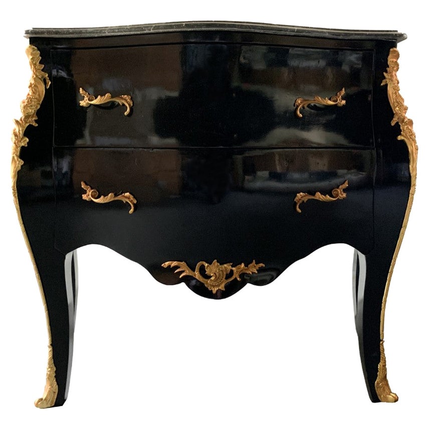 Marble Top Chest of Drawers with Brass Accent For Sale