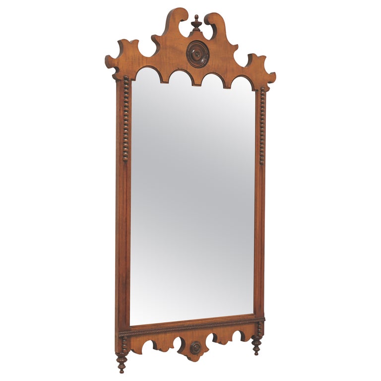 Early 20th Century Walnut Chippendale Style Wall Mirror at 1stDibs