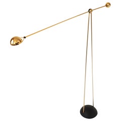 1980s Gold-Plated Halogen Floor Lamp ' Yuki ' from Stephano Cevoli , Italia