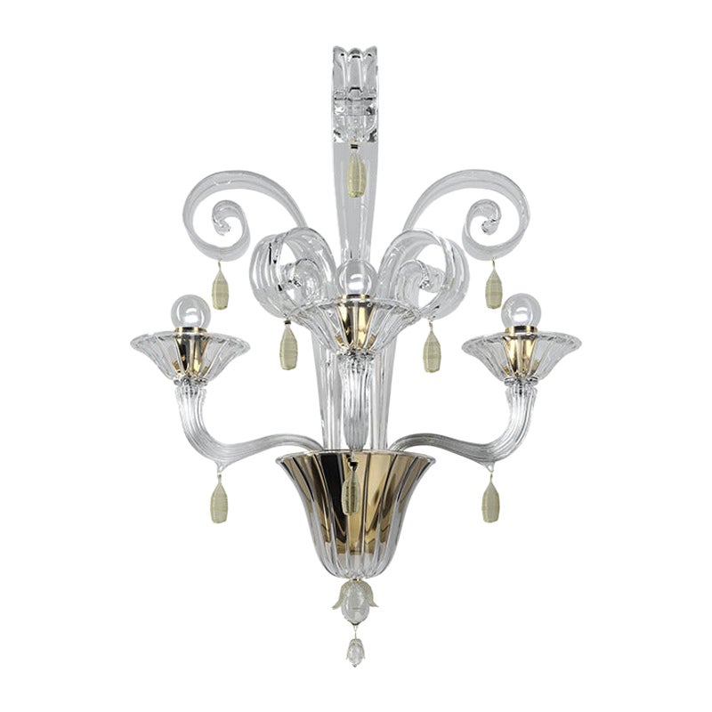 21st Century Vittoriale 3-Light Wall Sconce in Crystal by Venini