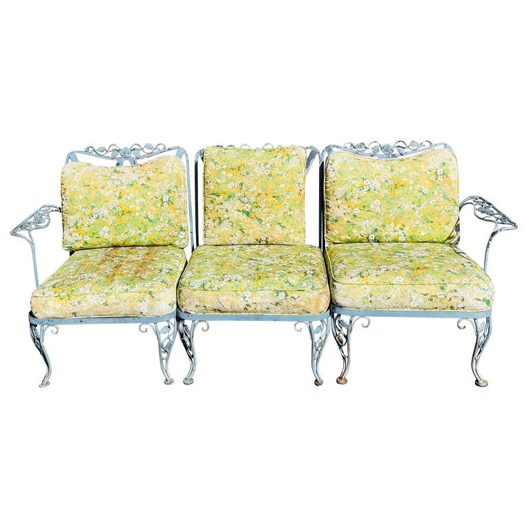 Vintage Wrought Iron Outdoor Sofa For Sale at 1stDibs | vintage wrought  iron patio furniture for sale, vintage cast iron patio furniture, vintage  rod iron patio furniture