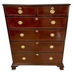 Antique George III Quality Figured Mahogany Inlaid Chest of 6 Drawers