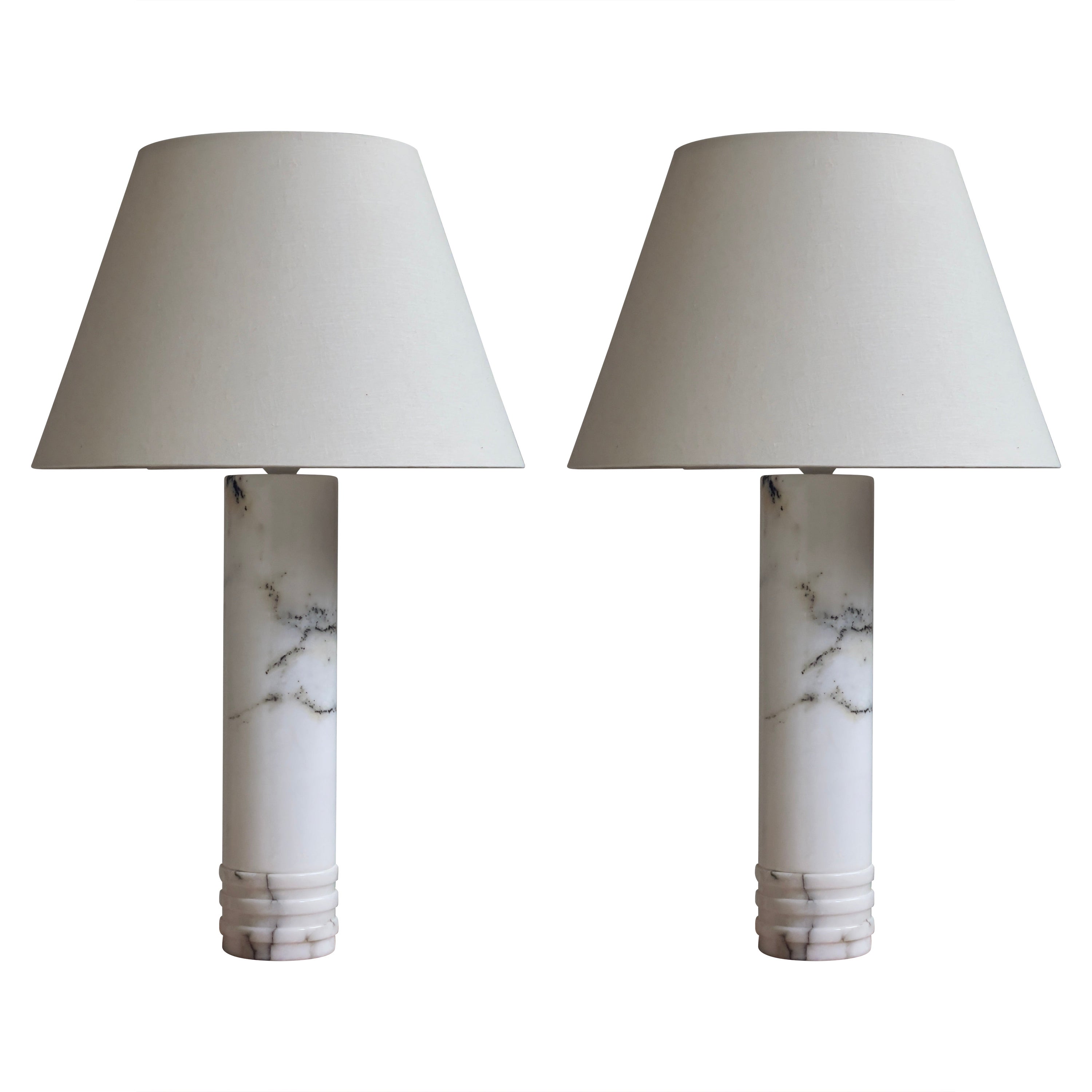 Pair of Swedish Modern 1960s Table Lamps in Solid Marble from Bergboms Sweden  For Sale