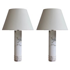 Pair of Swedish Modern 1960s Table Lamps in Solid Marble from Bergboms Sweden 