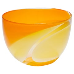  Waves in Yellow, a unique handblown glass bowl by Neil Wilkin