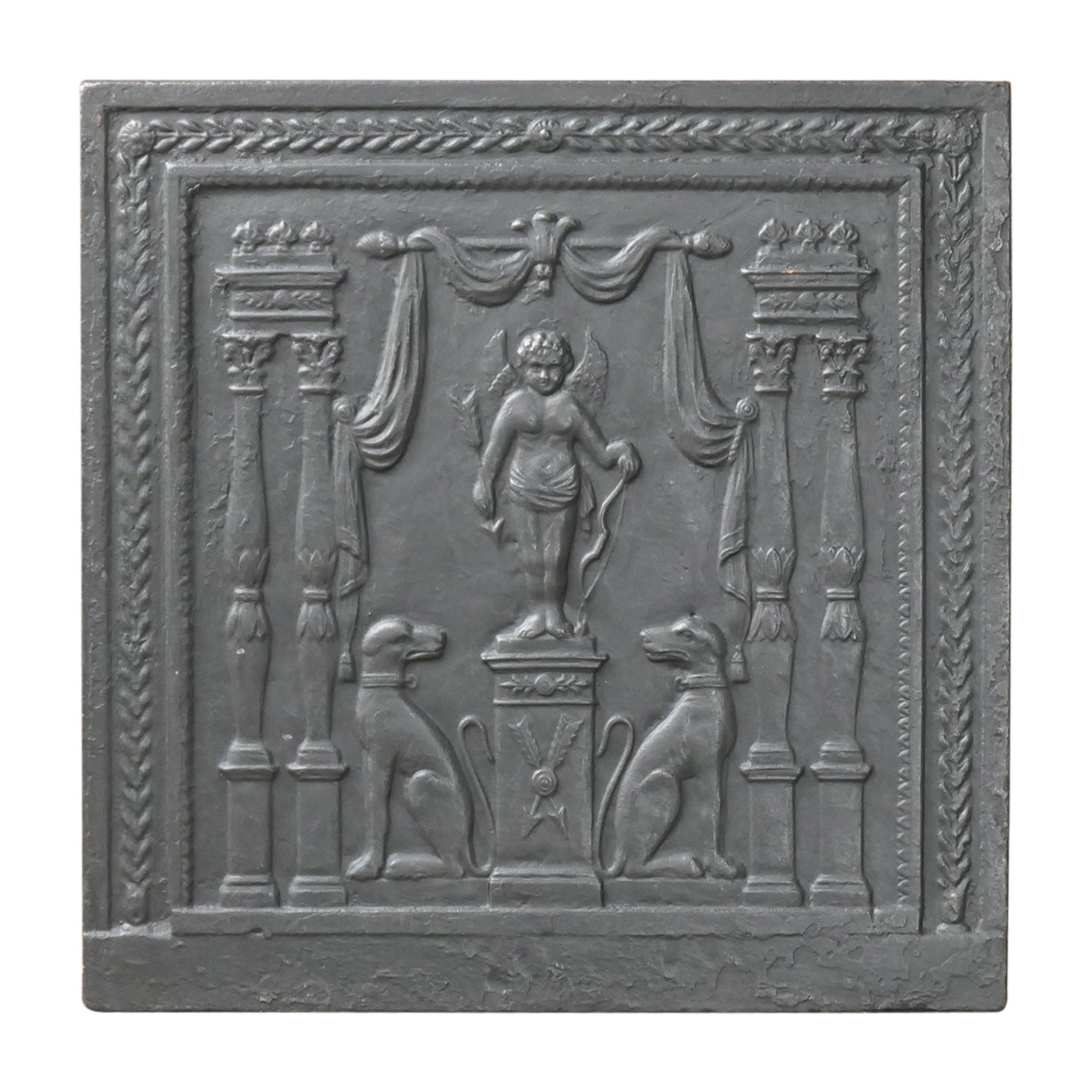 Antique French 'Cupid' Fireback / Backsplash, 18th-19th Century For Sale