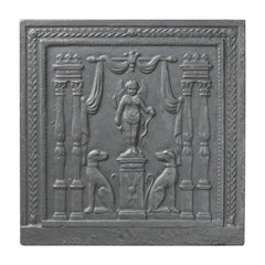 Antique French 'Cupid' Fireback / Backsplash, Siglo XVIII-XIX