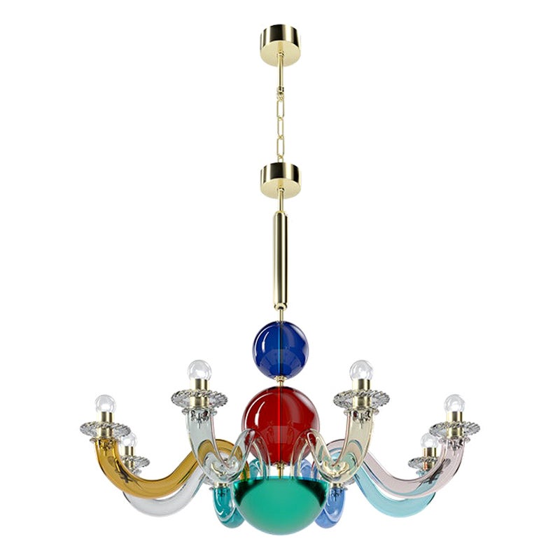 Gio Ponti-Kronleuchter mit 8 Lichtern in mehrfarbigem Design, 21. Jahrhundert