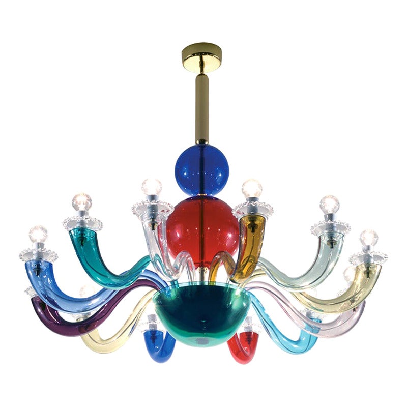 Gio Ponti 99.80 12-Licht-Kronleuchter in mehrfarbigem Design, 21. Jahrhundert